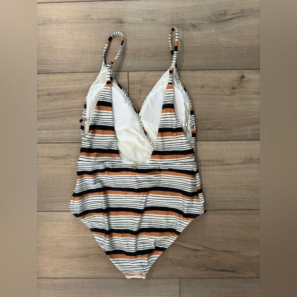 Anthropologie women’s swimsuit m medium swim stripes V-neck ViX Ava Madalena - Picture 5 of 5